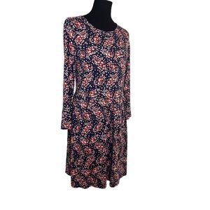 Boden Miriam Dress‎ Navy Blue Pink Red Floral 3/4 Bell Sleeves US Size 4  UK 8R